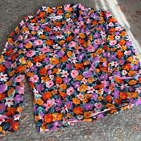 BedHead Cotton Knit Floral Pajamas- Black, Orange, Pink, Purple - Picture 2 of 6